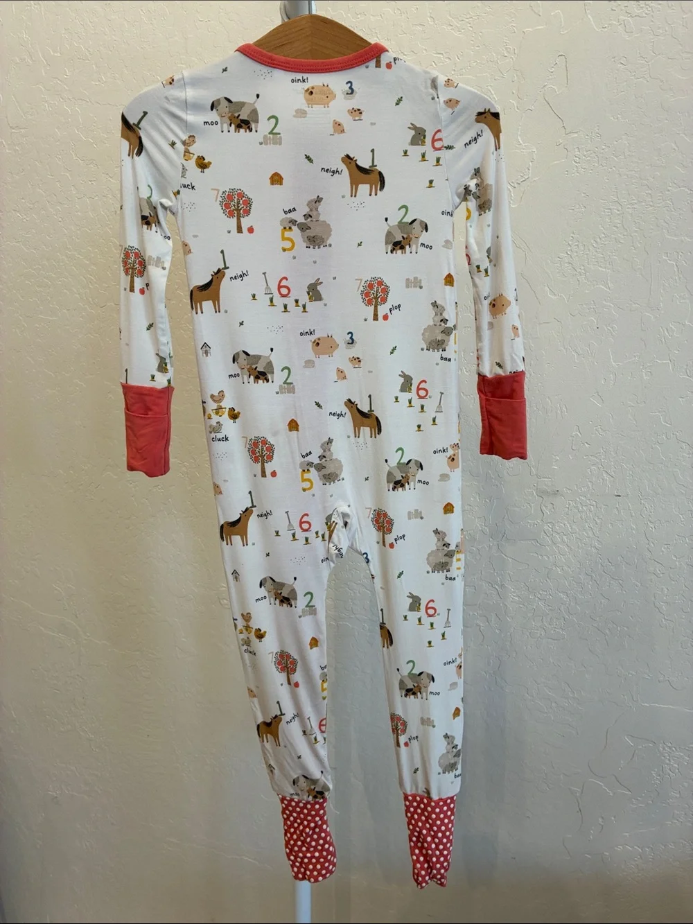 Angel Dear Coral-Trim Animal Print Footie